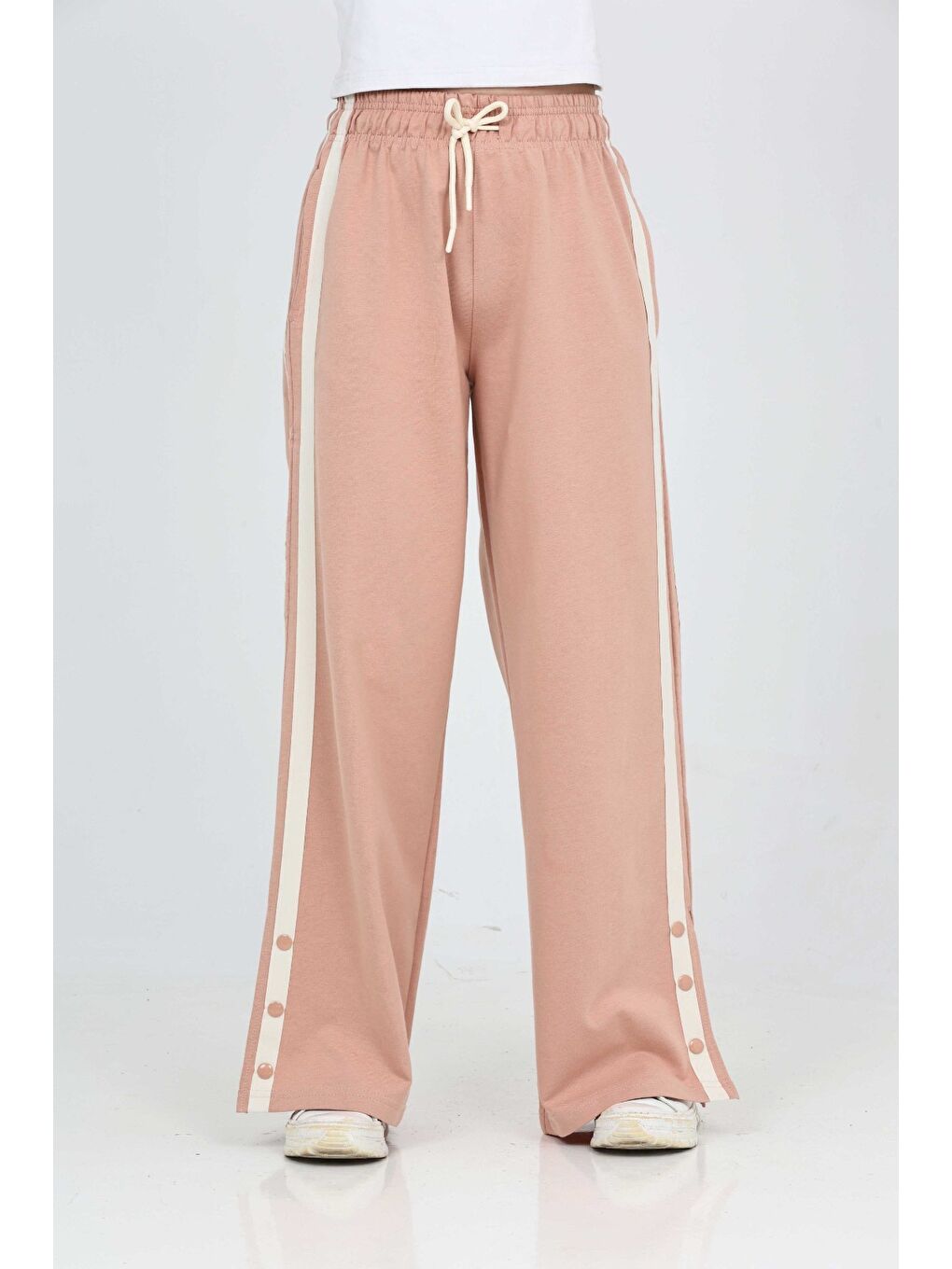 Pembe Kız Çocuk Boydan Şeritli Eşofman Alt-3