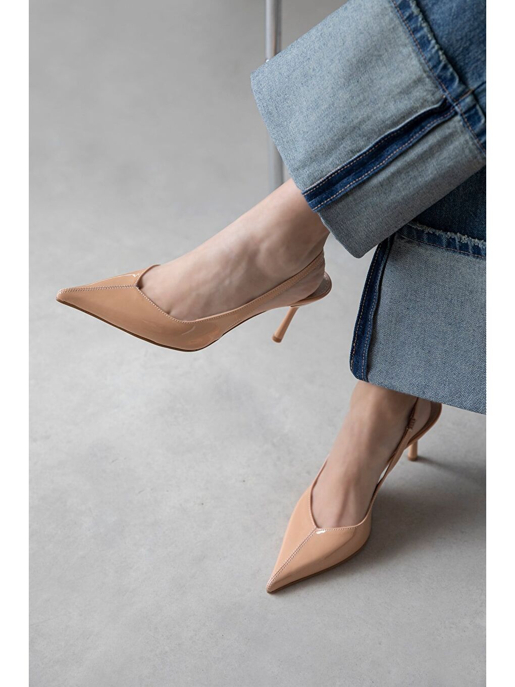 Pembe Comfy Kadın Topuklu Rugan Ayakkabı Somon