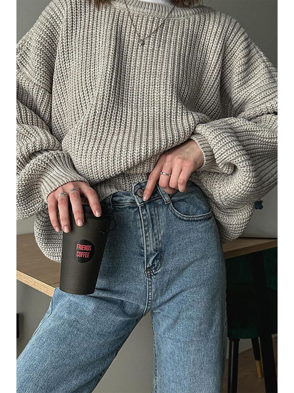 Gri Basic Triko Kazak Mg1304-2