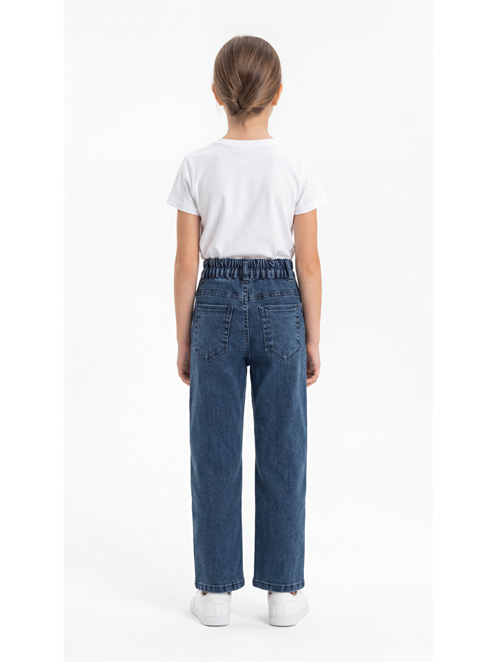 Lacivert Fiyonklu Taşlı Kız Çocuk Jean Pantolon-3