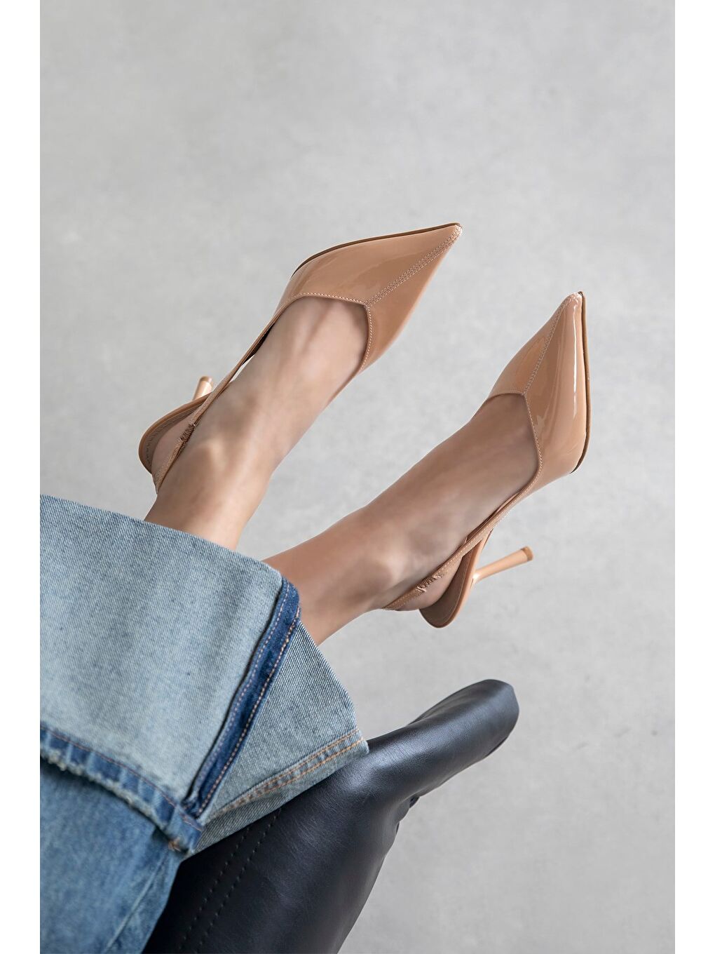 Pembe Comfy Kadın Topuklu Rugan Ayakkabı Somon-1