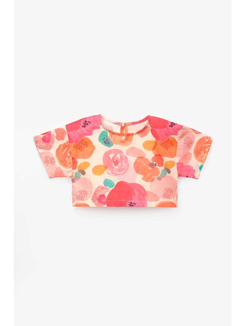 Pembe Pudra Çiçek Desenli Kız Çocuk Etek Crop Takım - Lavinia-5