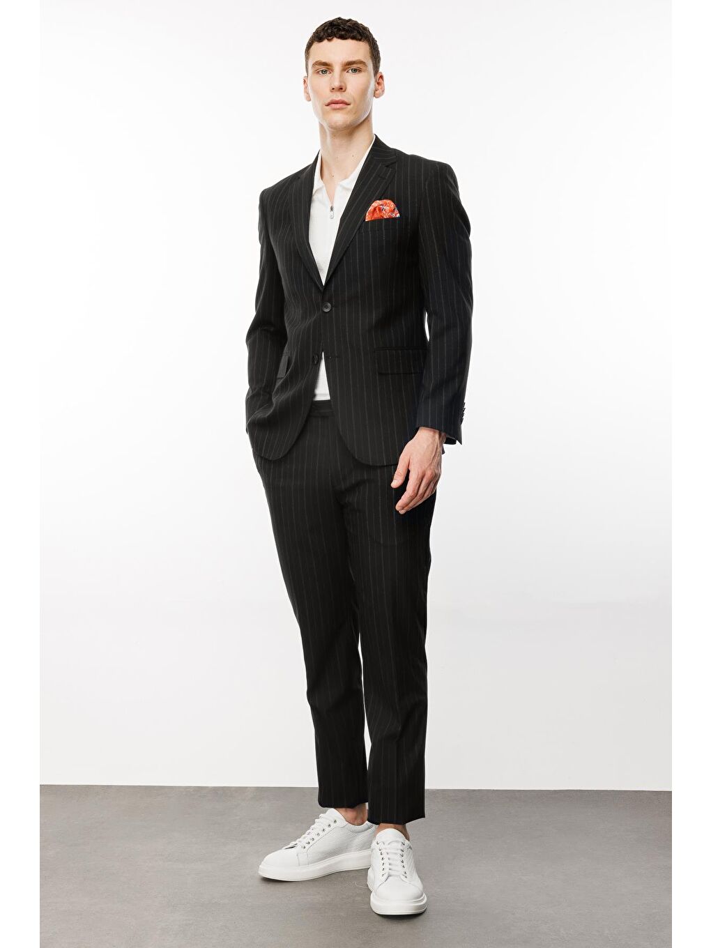 Erkek Siyah Barı (4 Drop) / Geniş Kalıp Geniş Mono Takım Elbise-3