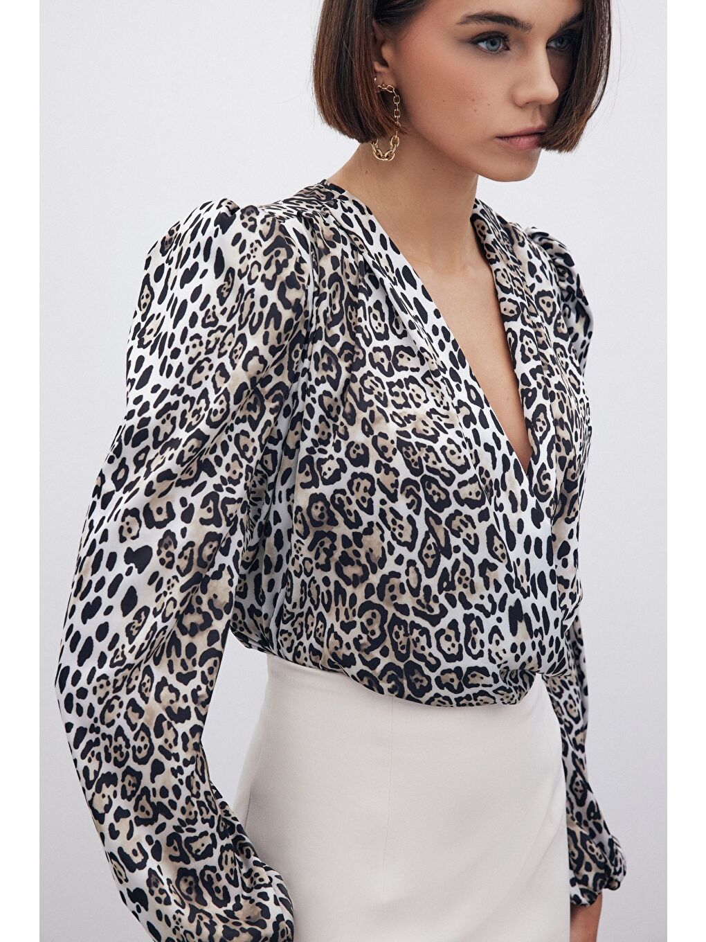 Leopar Desenli Bodysuit - Siyah-2