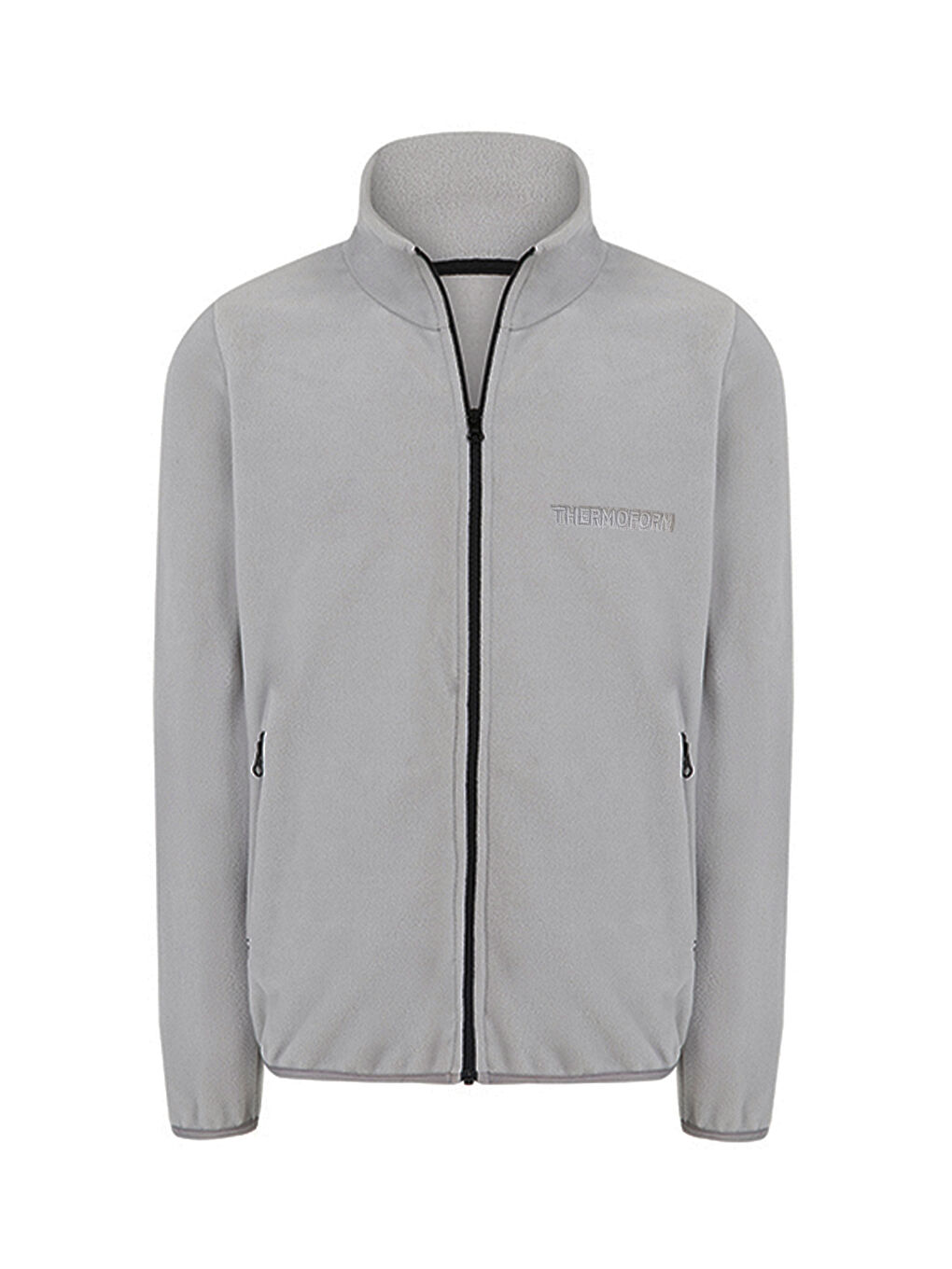 Gri Erkek Polar Fermuarlı Sweatshirt-1