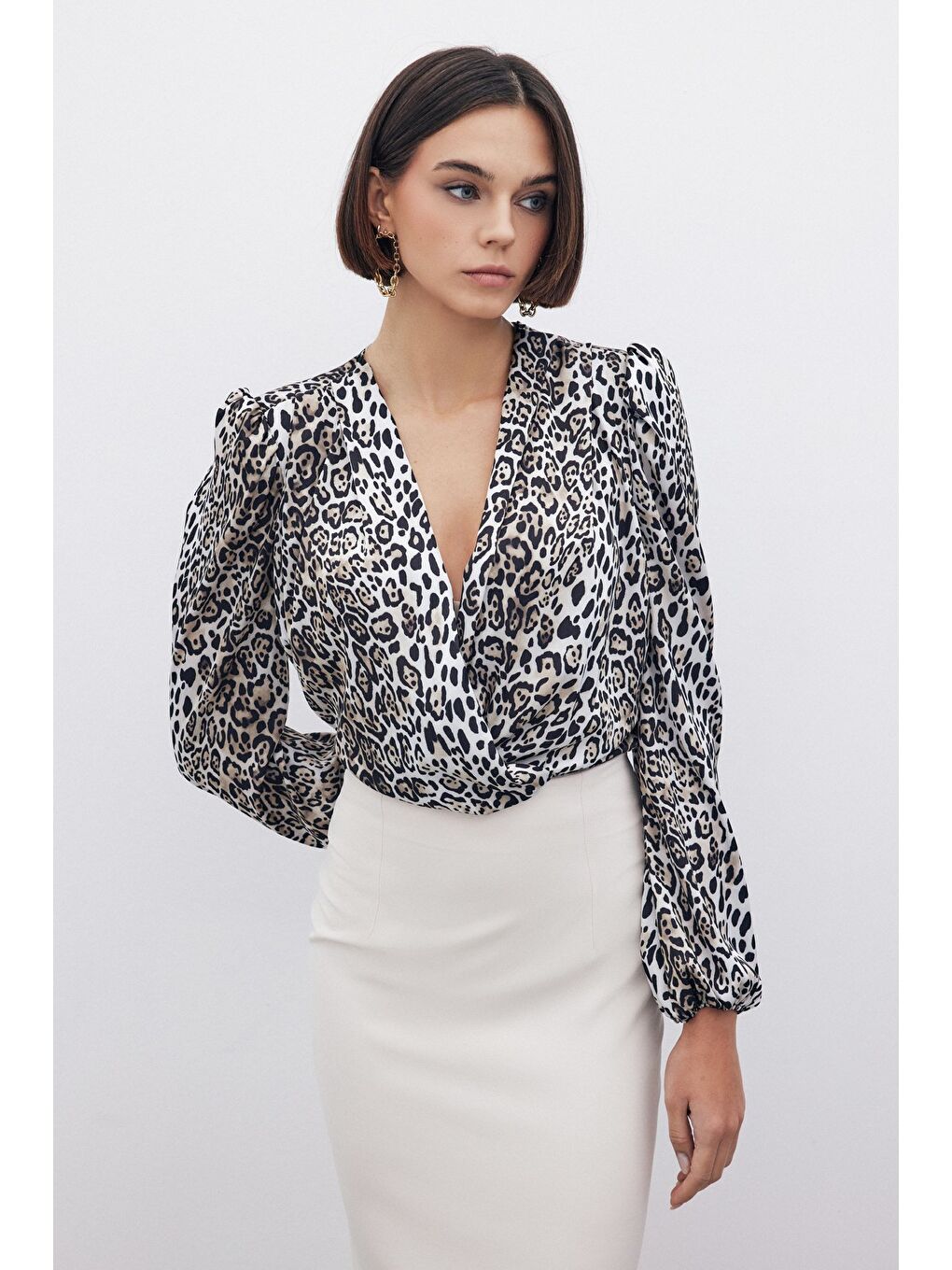 Leopar Desenli Bodysuit - Siyah-3