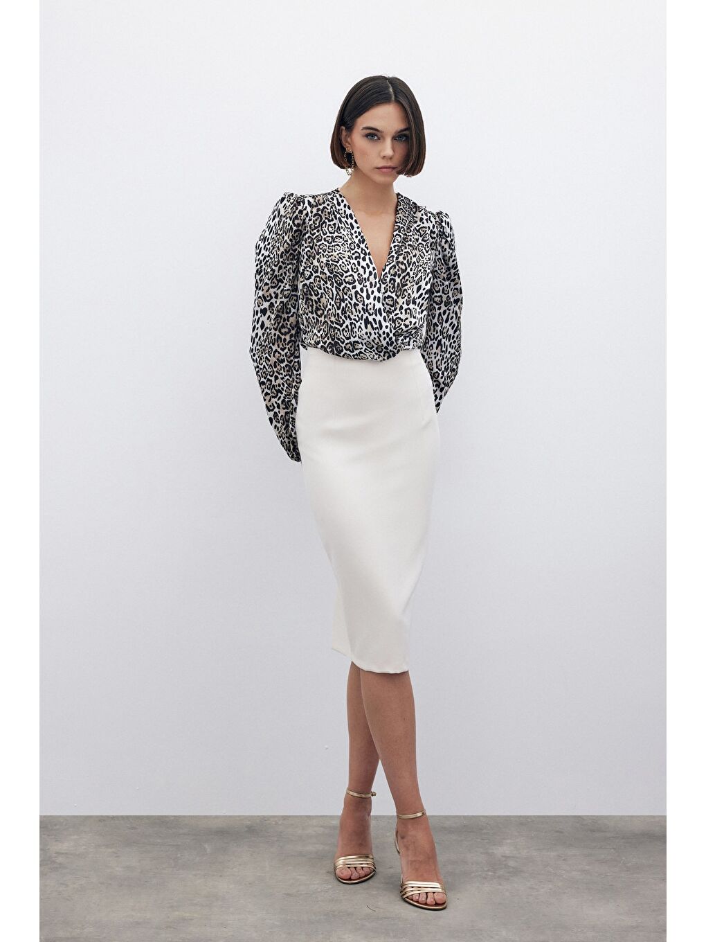 Leopar Desenli Bodysuit - Siyah-5