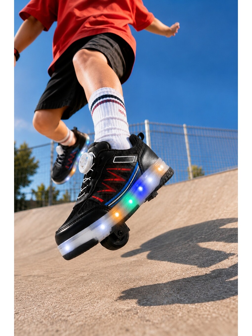 Siyah SKY Çocuk Işıklı Patenli Tekerlekli Sneaker Spor Ayakkabı-1