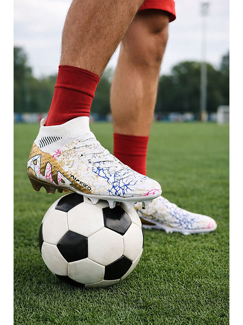 Beyaz Roger Boğazlı Krampon Çim Saha Erkek Çocuk Futbol Ayakkabı-2