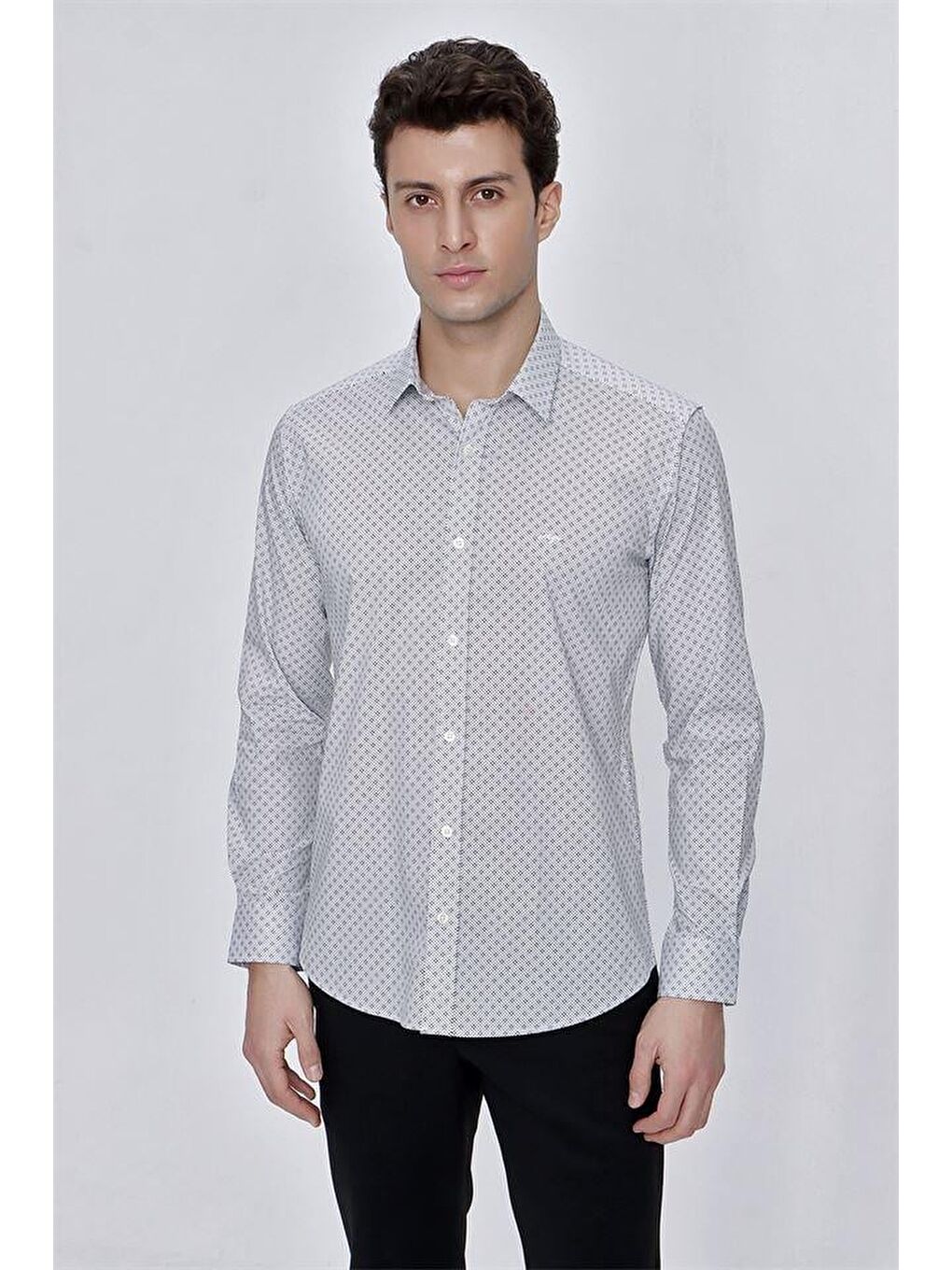 Beyaz Uzun Kol Klasik Slim Fit Pamuklu Elastanlı Gömlek 1004225212