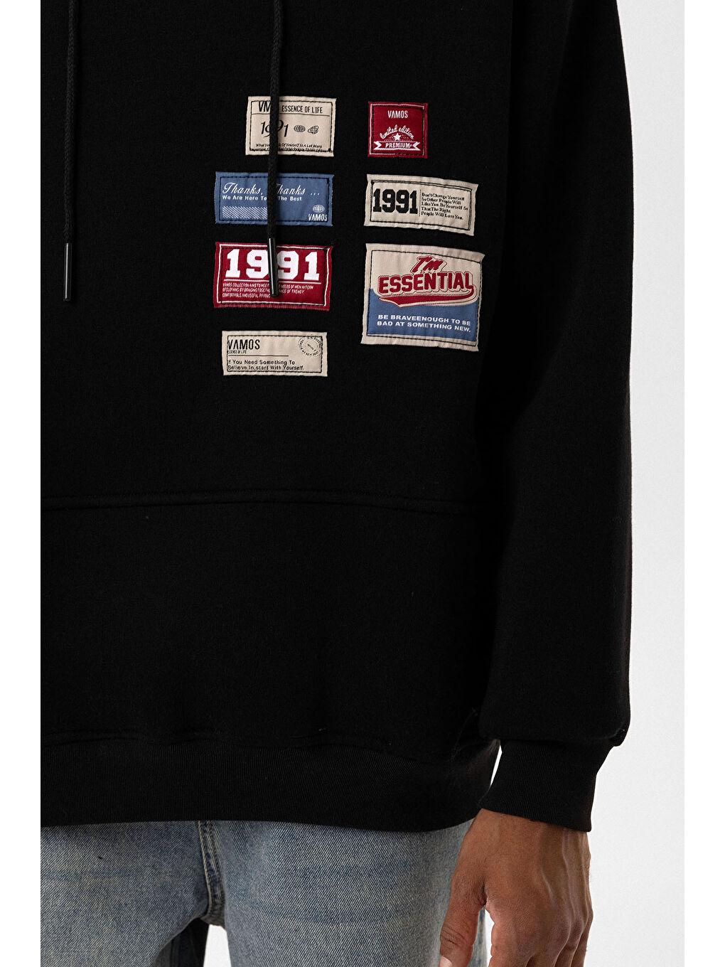 VAMOSCLO Siyah ETİKET DETAYLI OVERSIZE SWEATSHIRT SİYAH - 4