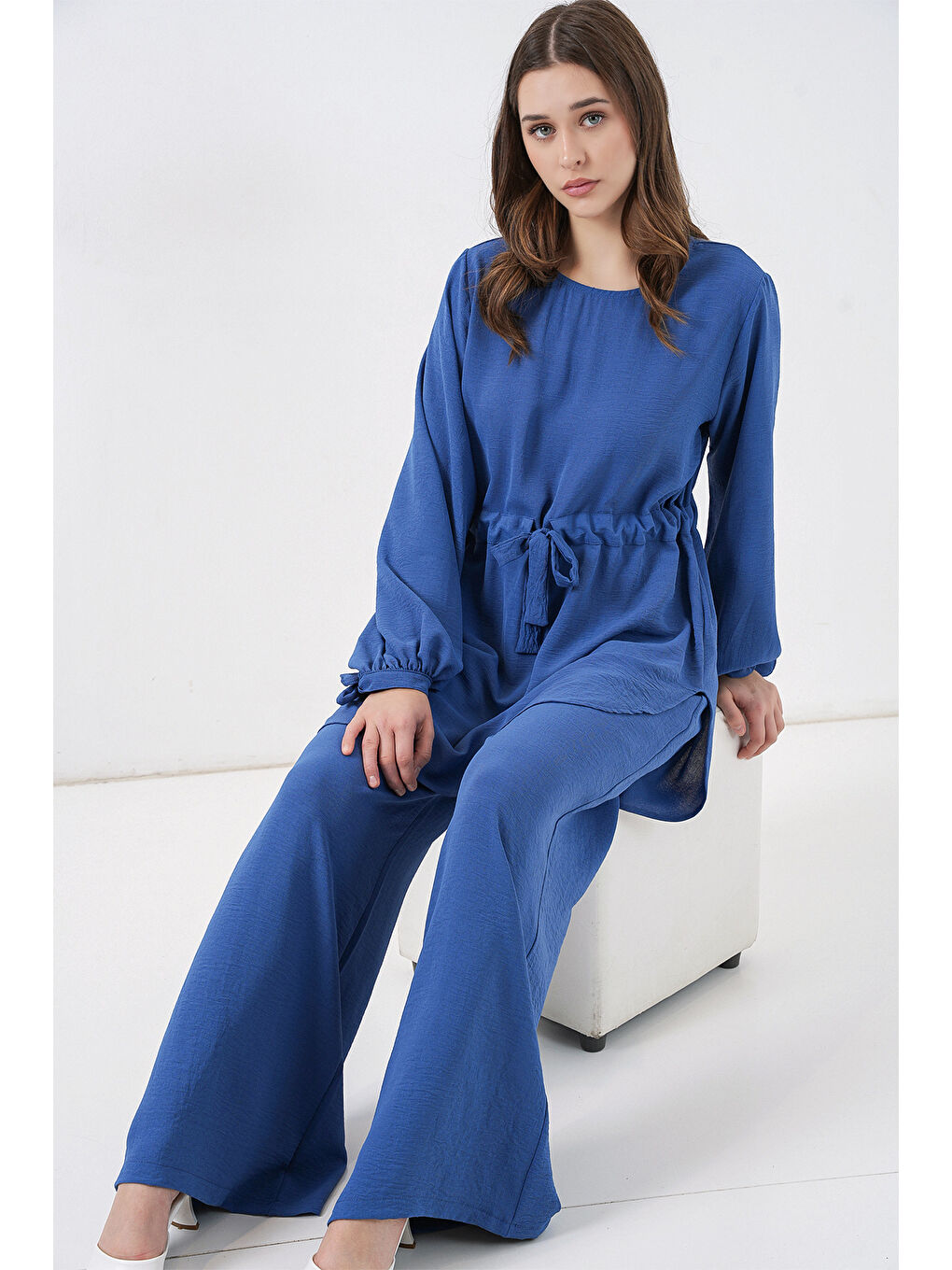 Kadın Uzun Tunik Pantolon İkili Takım 6719 - İndigo-1