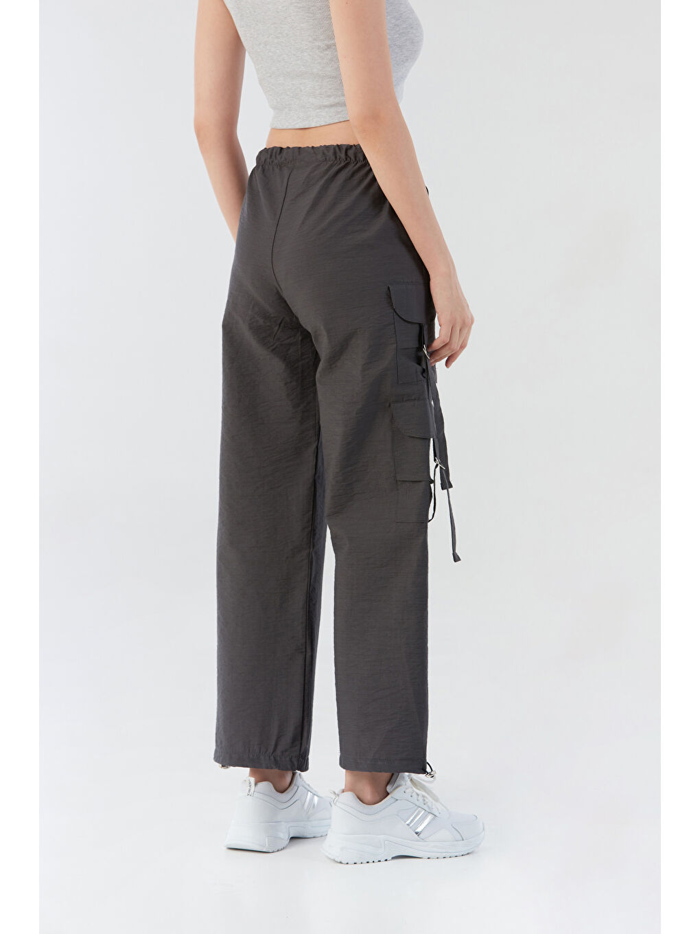 Antrasit Beli Lastikli Paraşüt Kumaş Pantolon-2