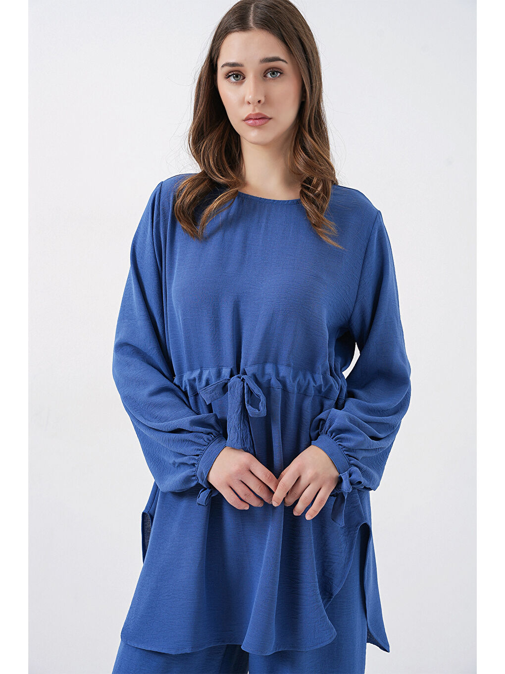 Kadın Uzun Tunik Pantolon İkili Takım 6719 - İndigo-2