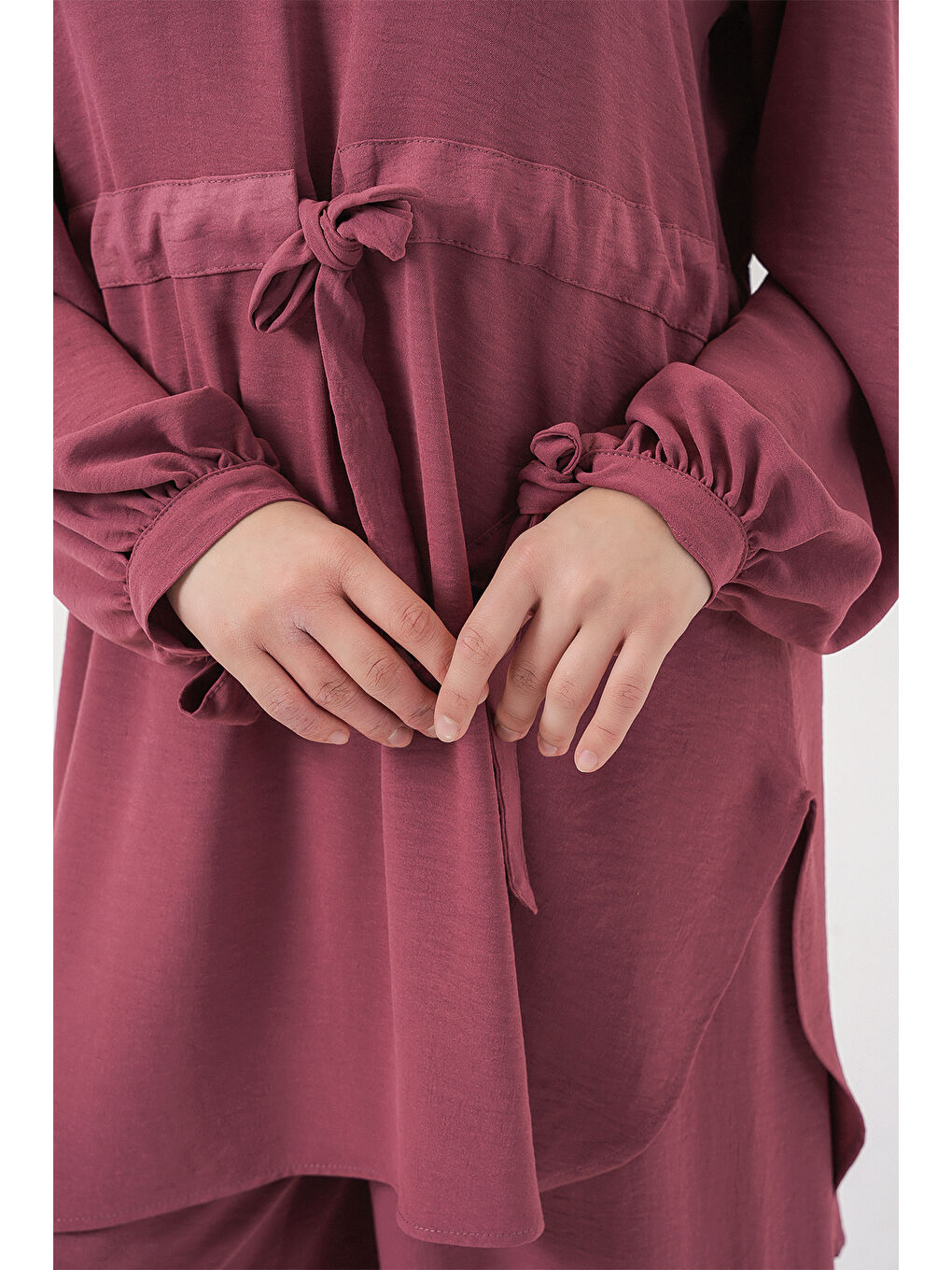 Pembe Kadın Uzun Tunik Pantolon İkili Takım 6719 - Gül Kurusu-3