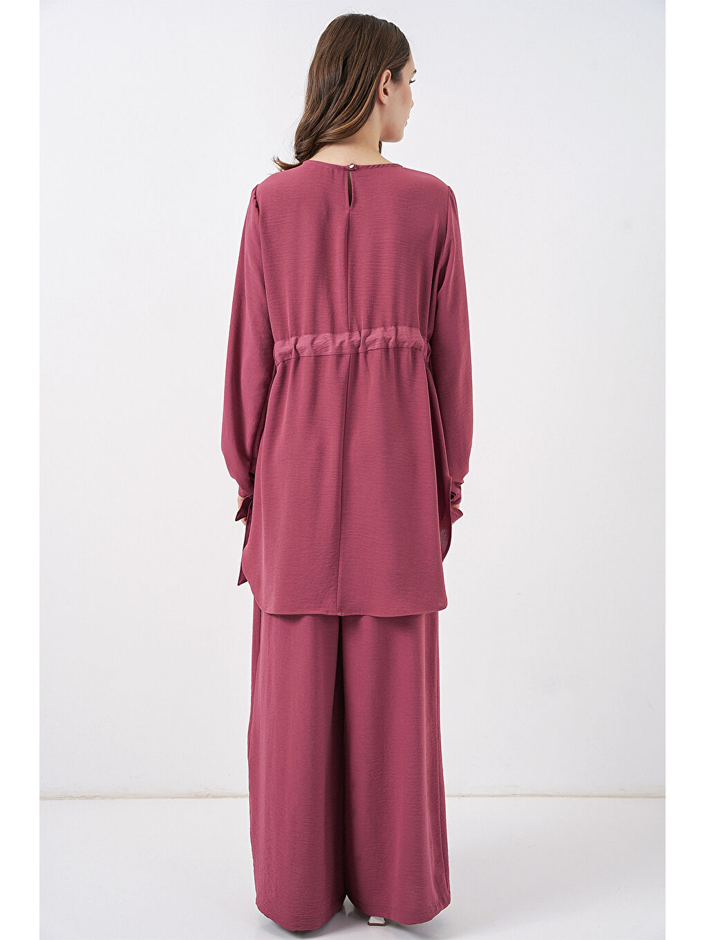 Pembe Kadın Uzun Tunik Pantolon İkili Takım 6719 - Gül Kurusu-4