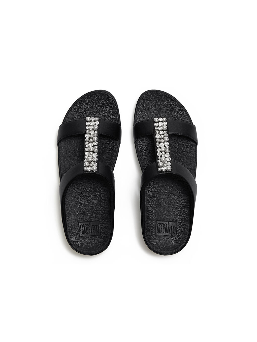 Siyah Erkek Terlik A2M-001 FINO Pearls and Crystal H-Bar-2