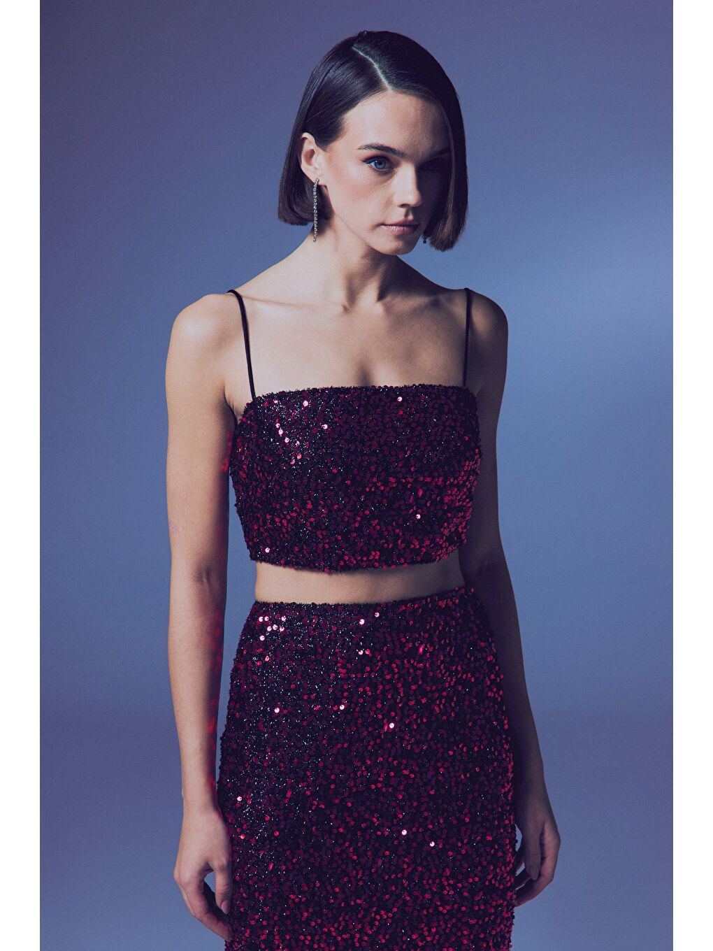 İp Askılı Payet Crop - Bordo-2