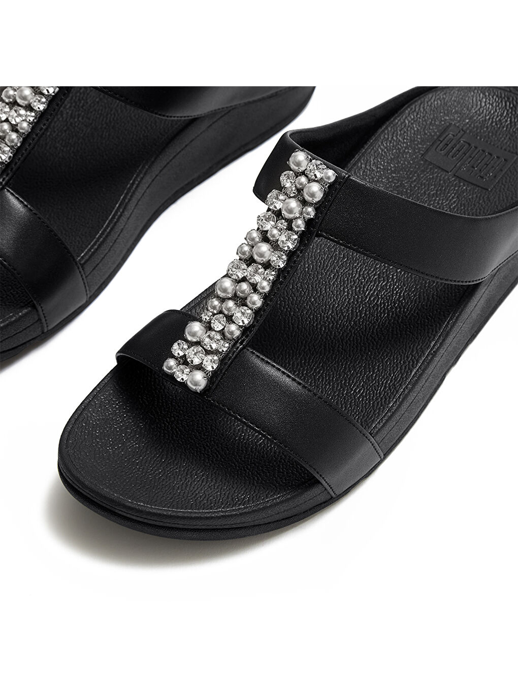 Siyah Erkek Terlik A2M-001 FINO Pearls and Crystal H-Bar-3