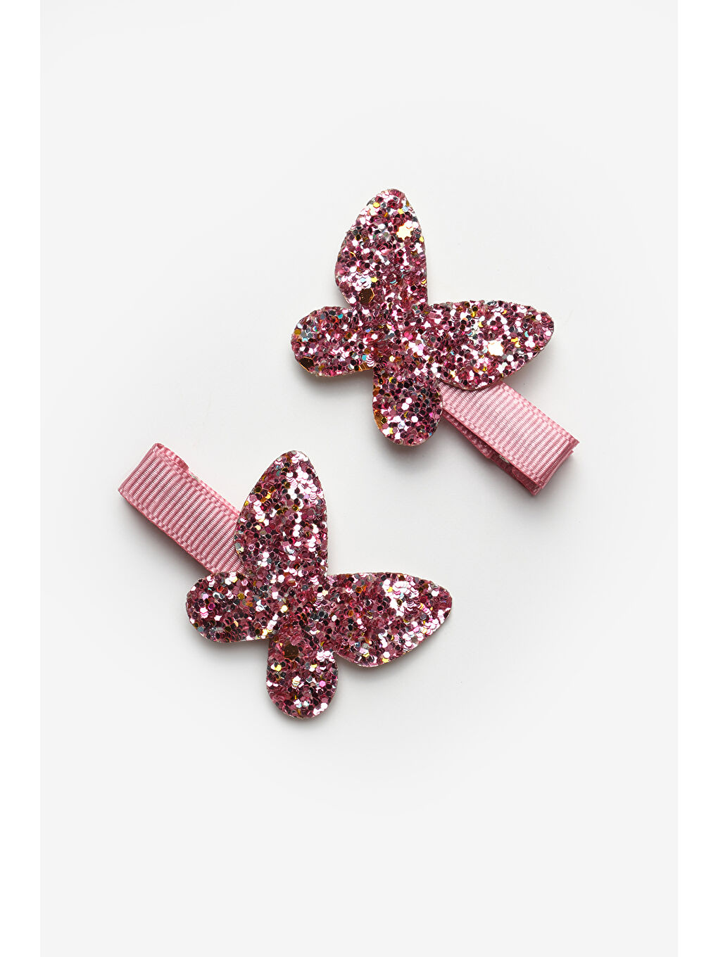 Pembe Simli Kelebek Figürlü 2'li Kız Çocuk Klips Toka-1