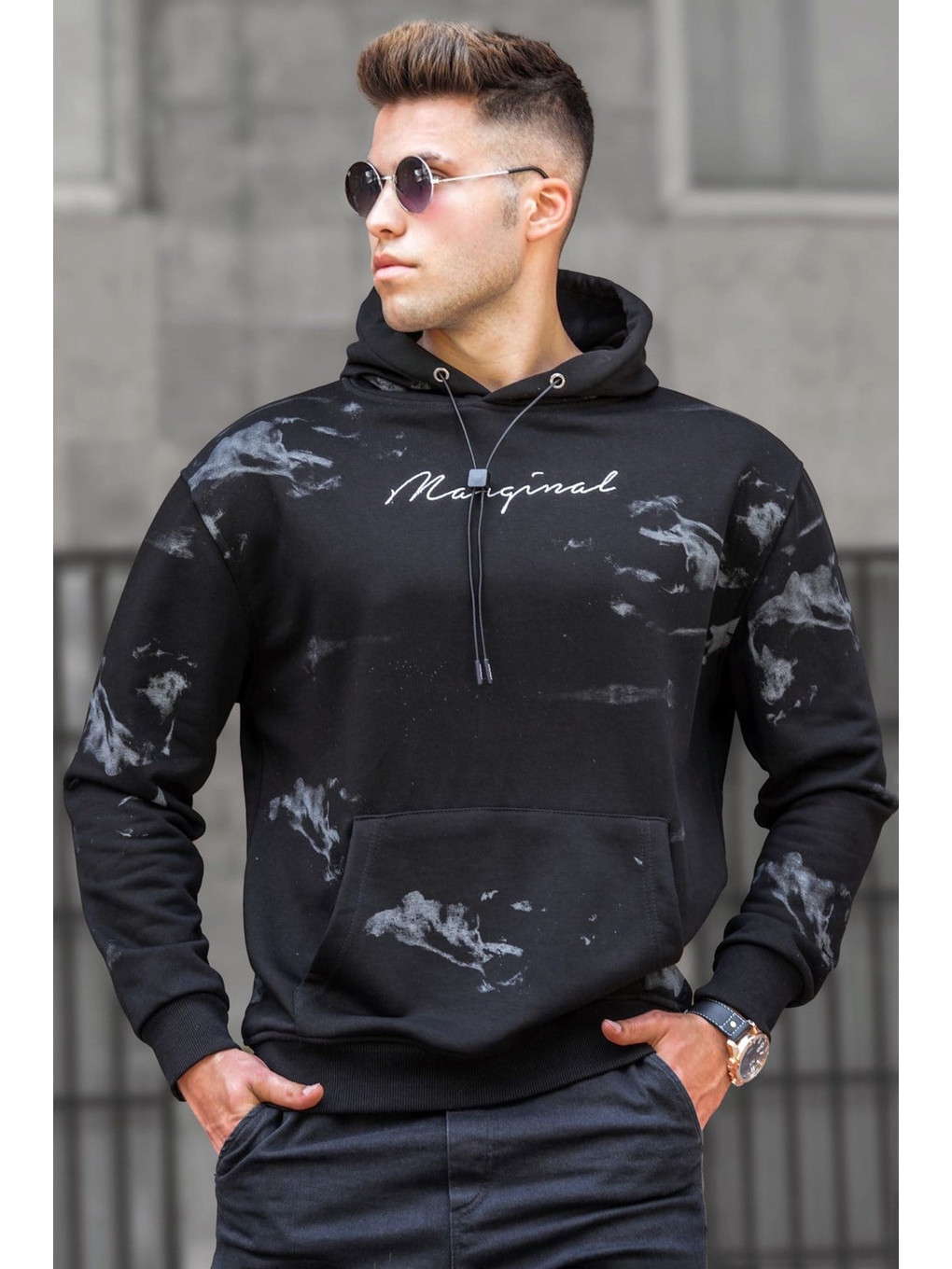 Siyah Erkek Kapüşonlu Sweatshirt 5291-1