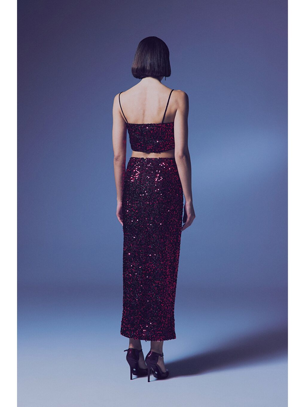 İp Askılı Payet Crop - Bordo-7