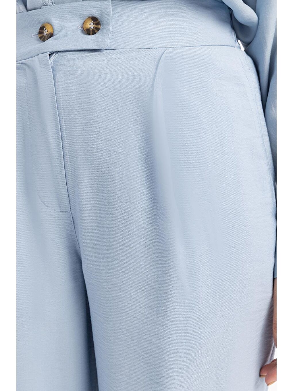 Mavi-Beli Lastikli Cepli Pantolon-4