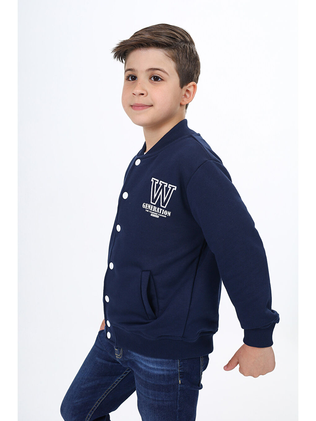 Lacivert Erkek Çocuk Okul Nakışlı Hırka-3