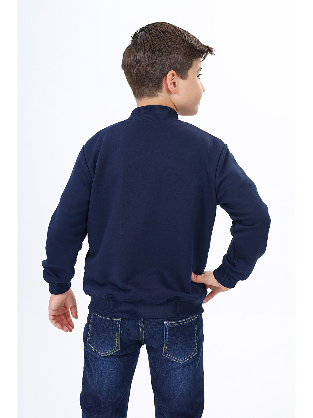 Lacivert Erkek Çocuk Okul Nakışlı Hırka-4