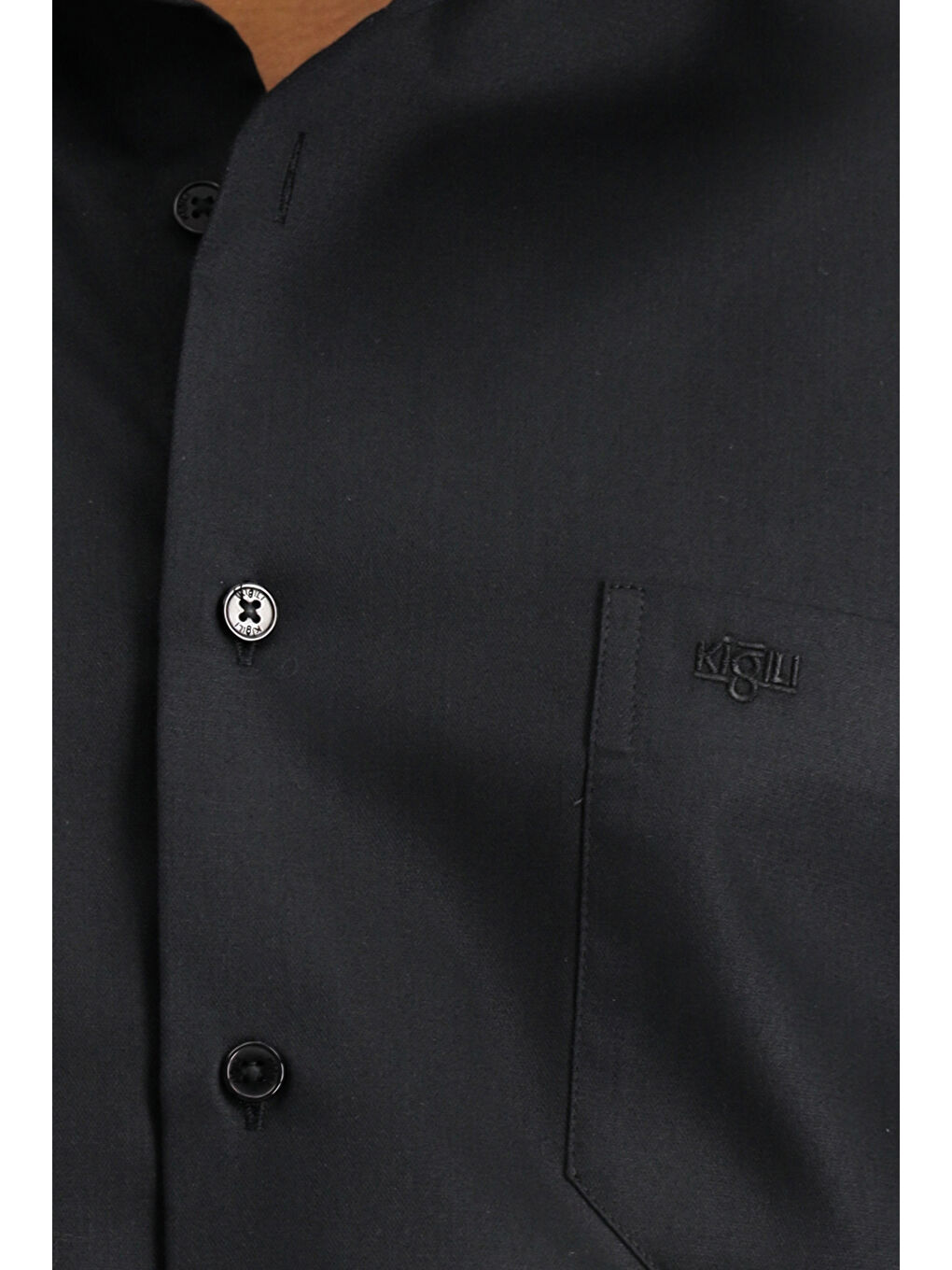 Siyah Uzun Kol Non Iron Saten Klasik Pamuklu Gömlek-4