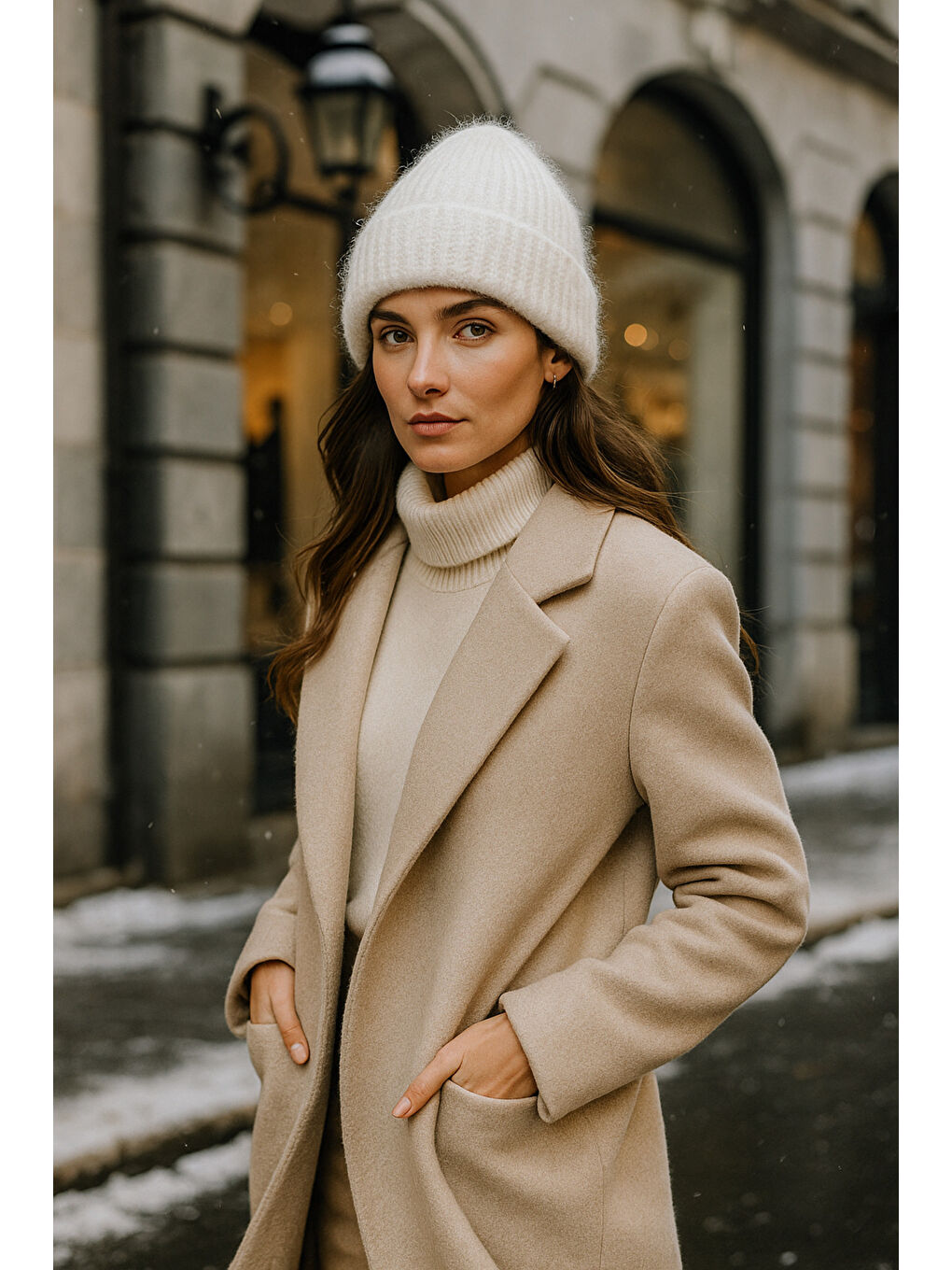 Kadın Beyaz Yünlü Basic Bere BERE1141-1