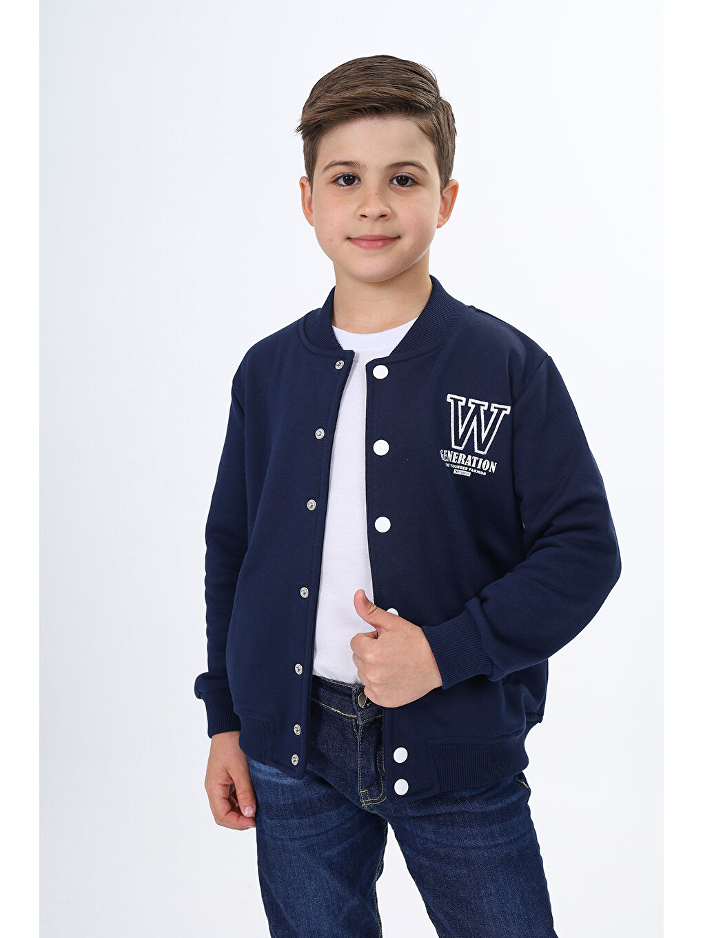 Lacivert Erkek Çocuk Okul Nakışlı Hırka-5