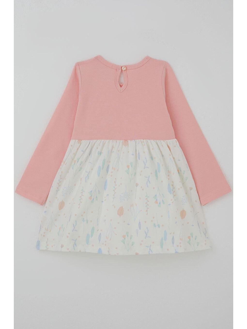Kız Çocuk Uzun Kollu Elbise Bolerolu Eteği Çiçek Desenli Fiyonklu Pembe (3-8 Yaş)-1