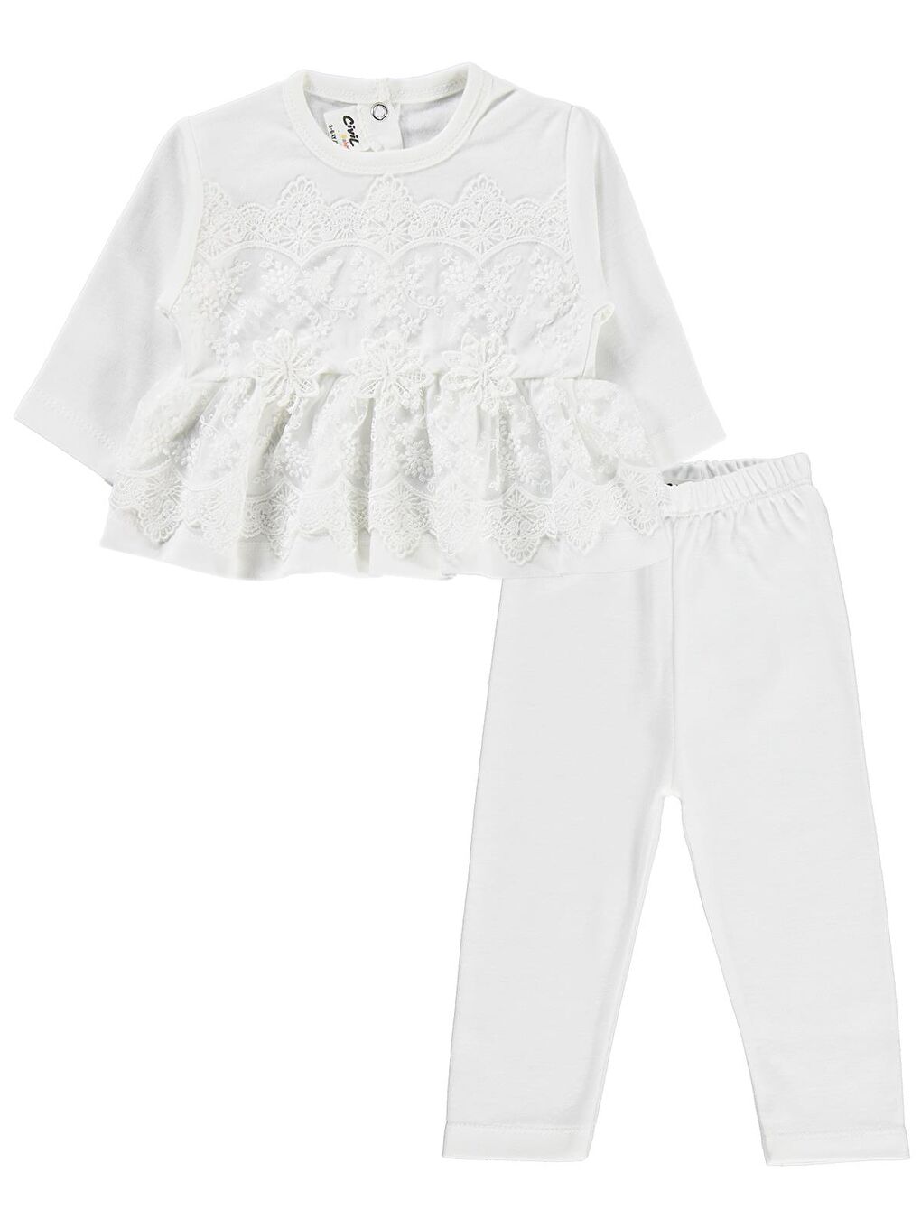 Baby Fırfır Tüllü 3-12 Ay Takım - Ekru 12-18 Ay
