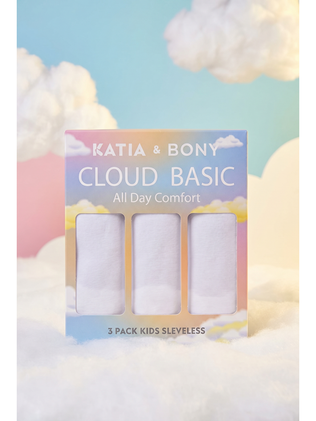 3'Lü Paket Basic Kutulu Çocuk Atlet Beyaz-1