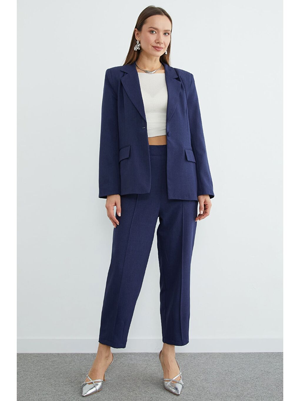 Lacivert Omuz Vatkalı Çimalı Pensli 2 Li Takım-3