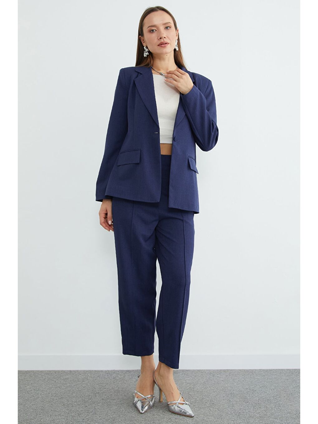 Lacivert Omuz Vatkalı Çimalı Pensli 2 Li Takım-4