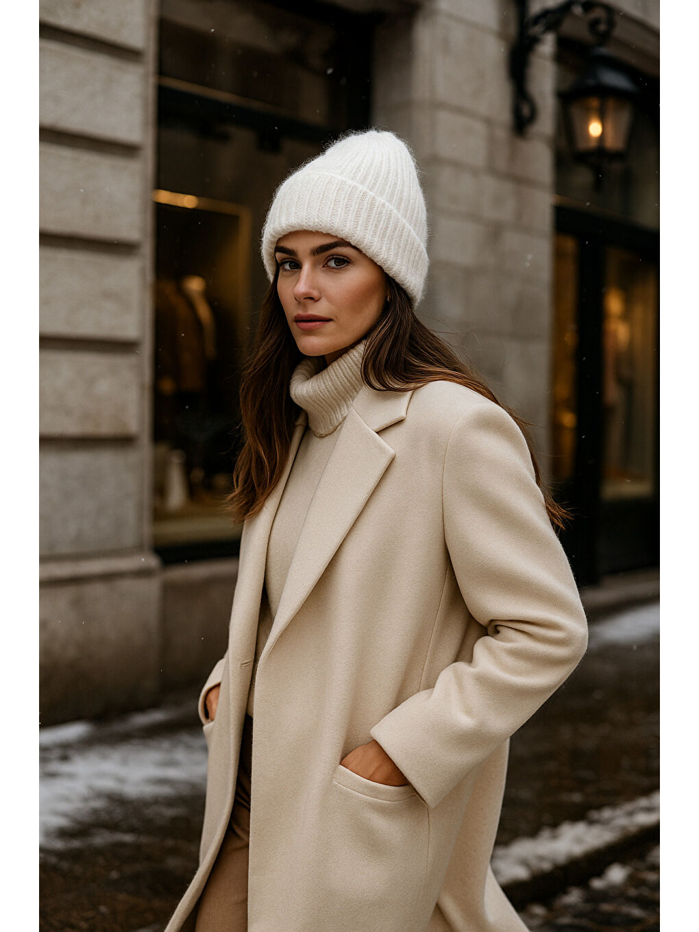 Kadın Beyaz Yünlü Basic Bere BERE1141-3