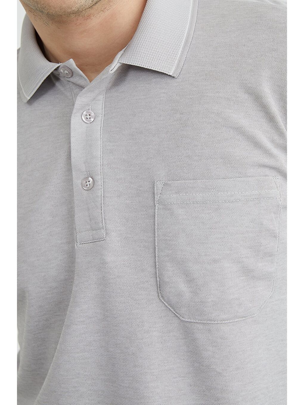 Gri Tek Cepli Polo Yaka Tişört-4
