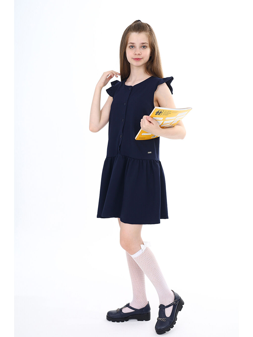 Lacivert Kız Çocuk Okul Elbise-2