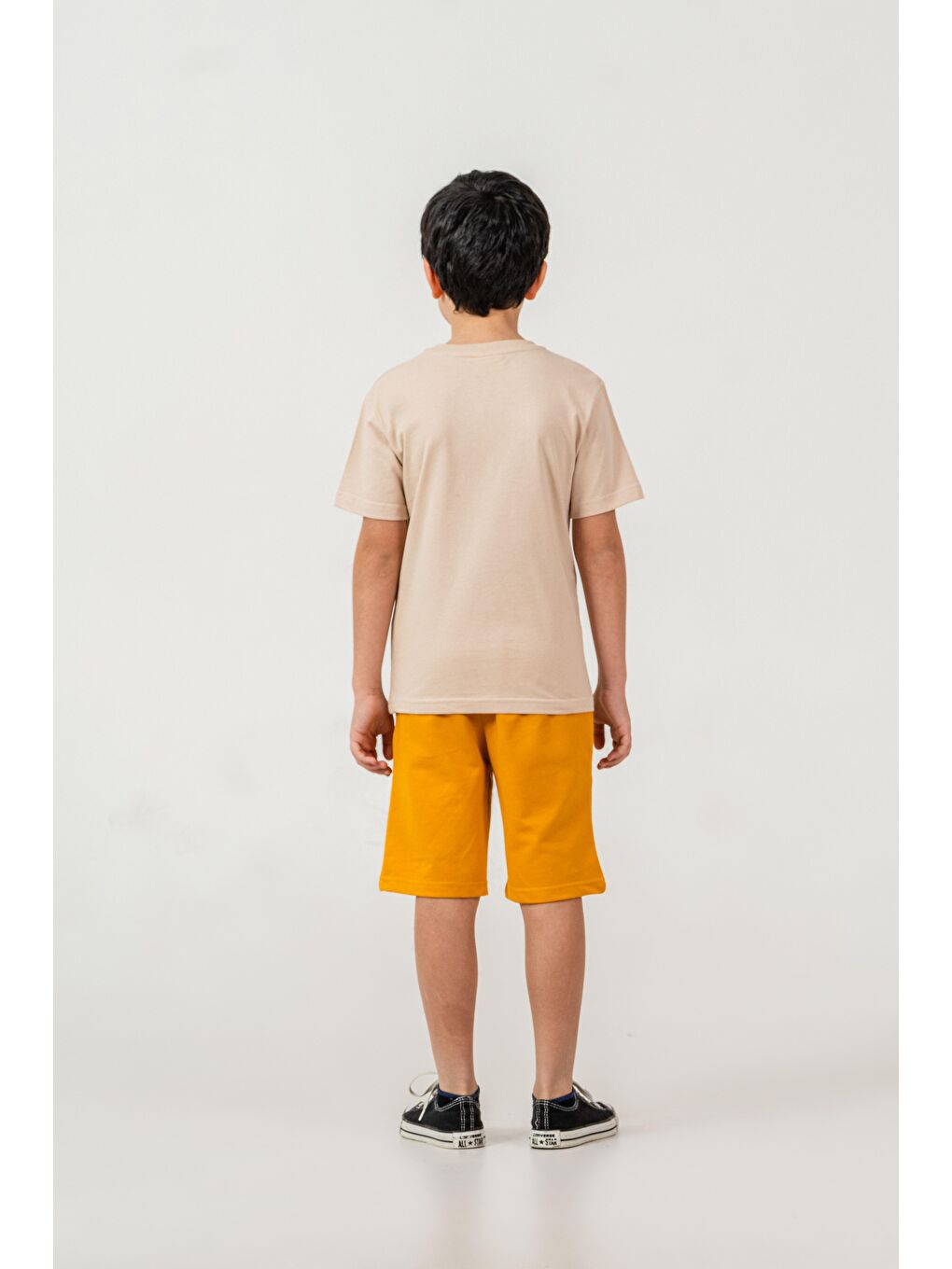 Sarı Üst Ön Orta Baskılı Alt Sol Bacak Baskılı Erkek Çocuk Şort - Tişört Takımı-5