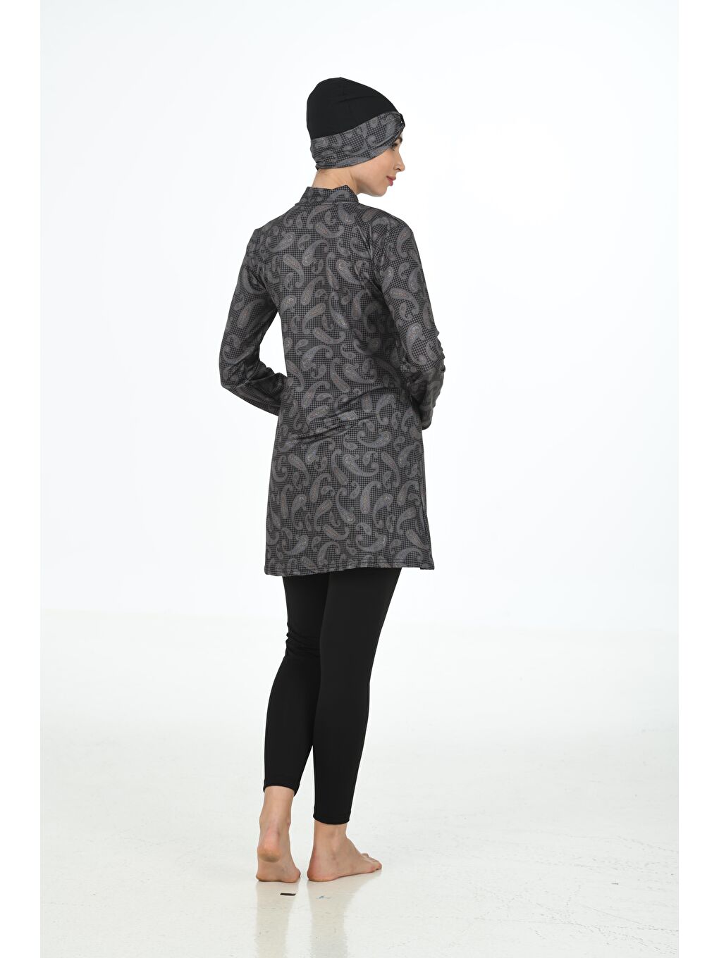 Siyah Tam Kapalı Elastanlı Tesettür Mayo 3321-4