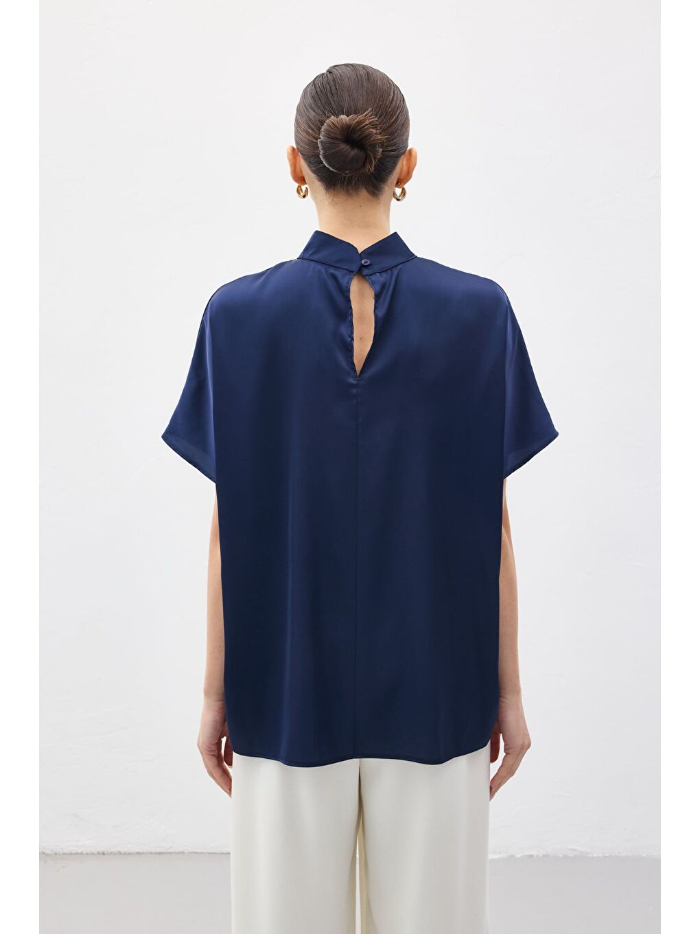 Yarasa Kol Salaş Bluz - Lacivert-7