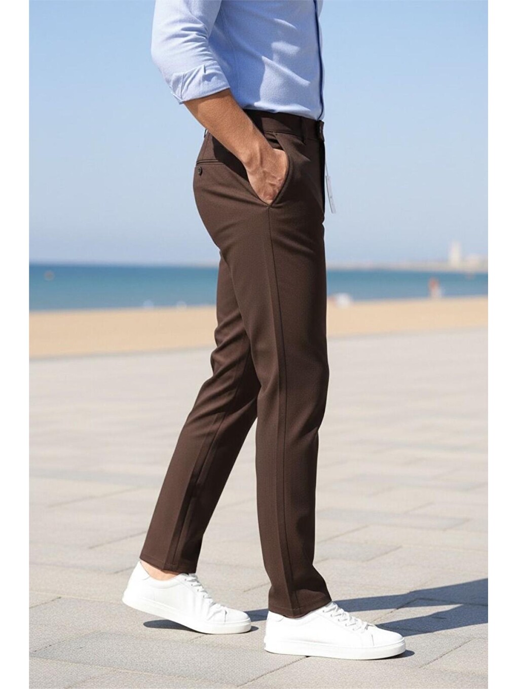 Kahverengi Harrys Erkek Yeni Sezon Smart Casual Dar Kesim Kumaş Pantolon-1