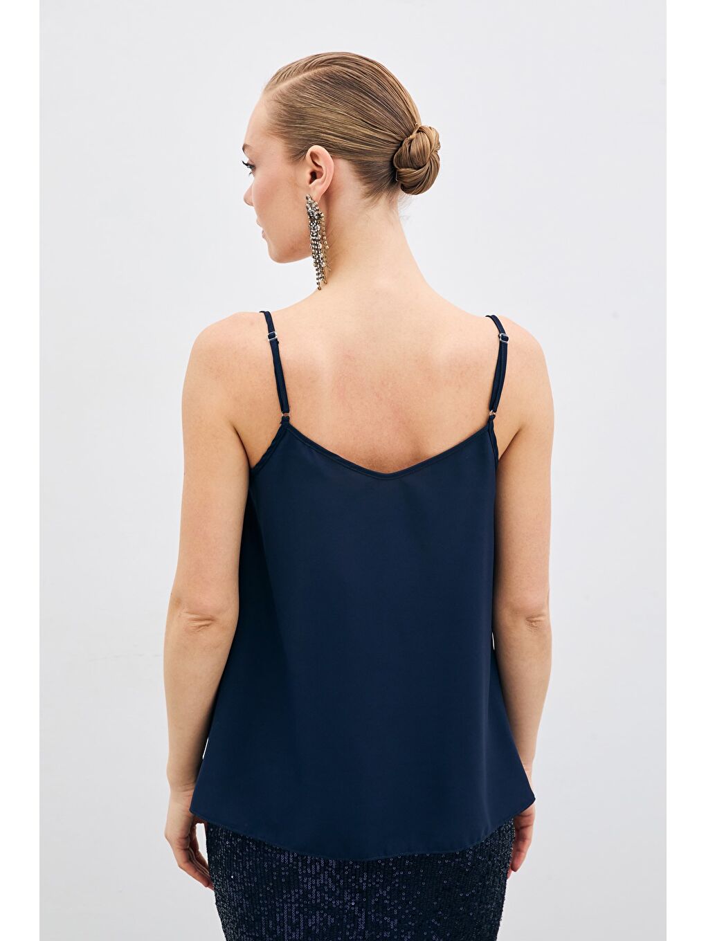 Degaje Yaka Bluz - Lacivert-7