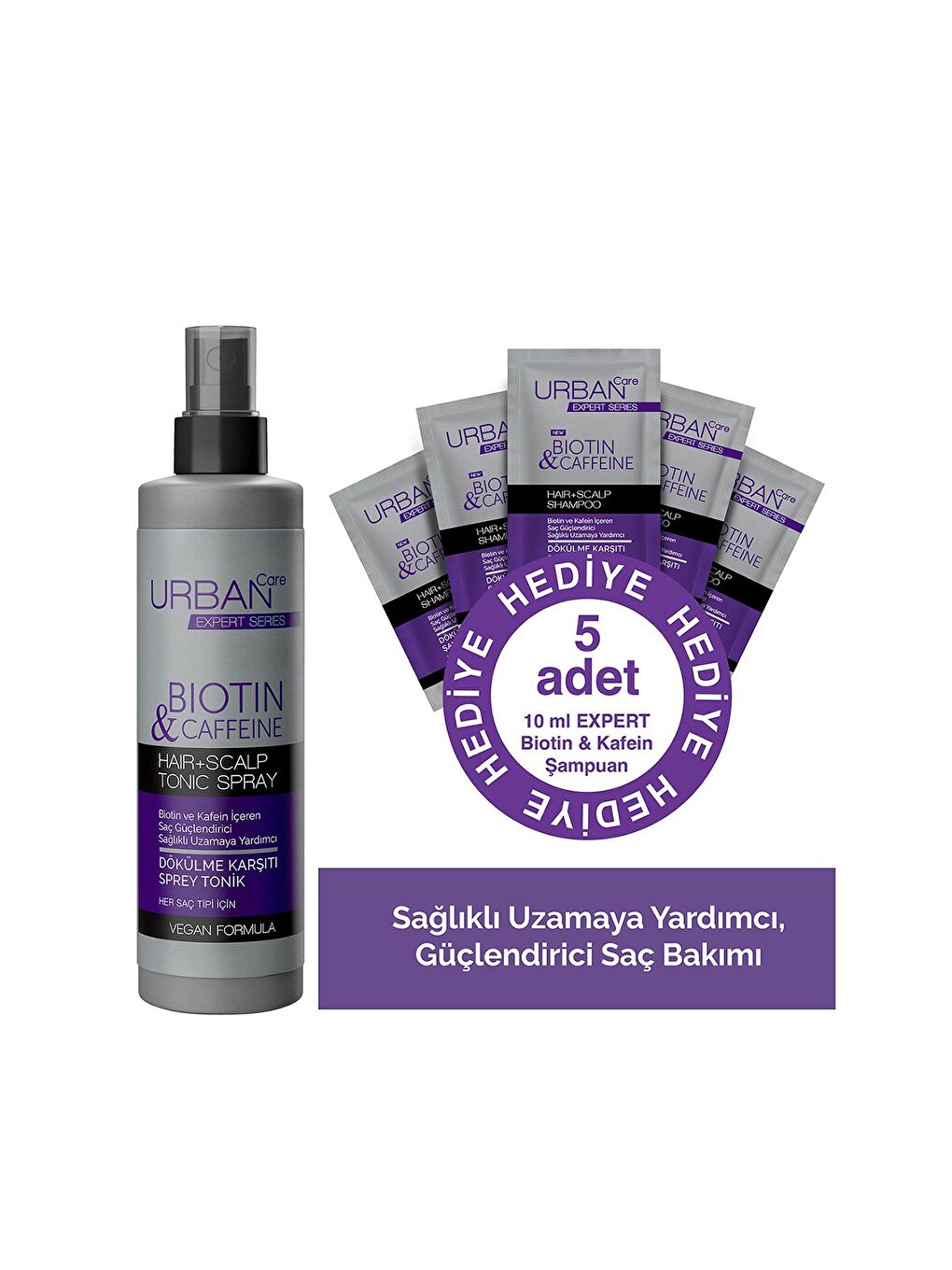 Urban Care Expert Serisi Biotin Ve Kafein Dökülme Karşıtı Saç Toniği 200 ML+ Expert Şampuan Hediye 5x10 ML