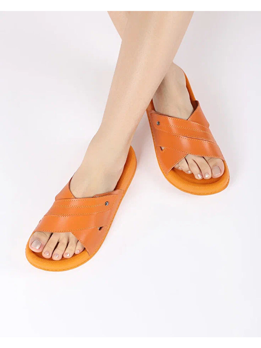 Turuncu Kadın Yazlık Çapraz Bantlı Terlik - CORAL-1