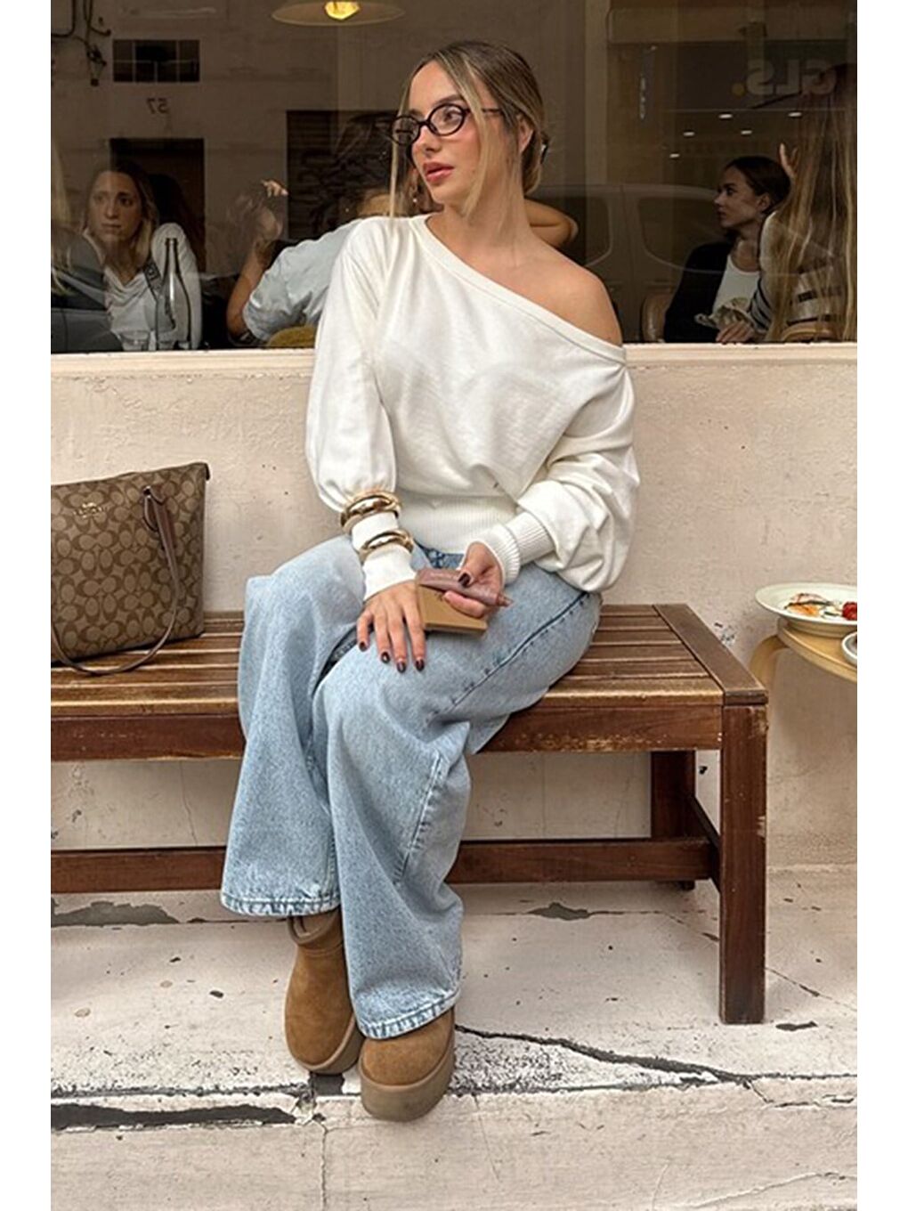 Ekru Ribbed Asimetrik Kesimli Kadın Kazak Mg2744-1