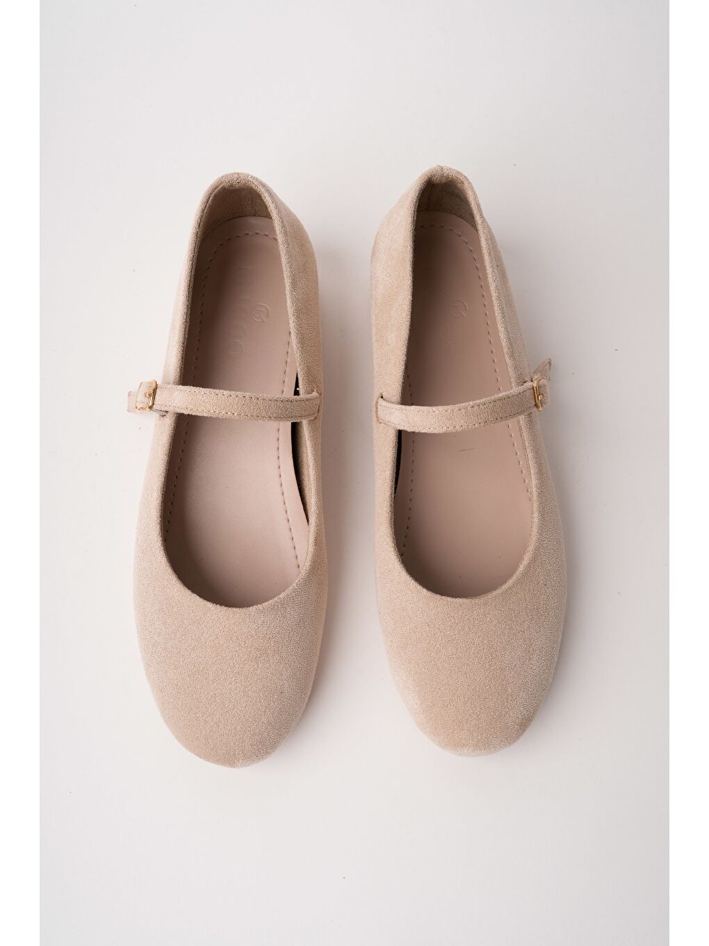 Bej BERNY Gizli Topuklu Deri Tek Bantlı Kadın Babet