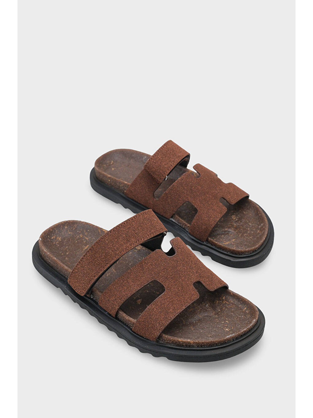 Kahverengi Alicia Düz Topuklu Cırtlı Konfor Kadın Terlik-1